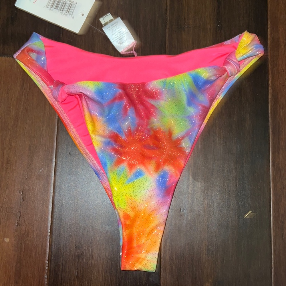 Neon Tie Dye Sparkly Bathing Suit Bottom